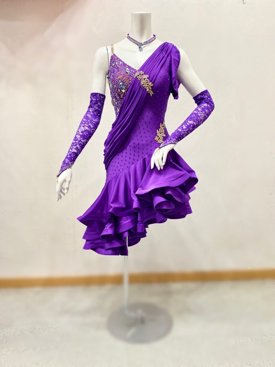 社交ダンス　スカート　パープル　紫　衣装