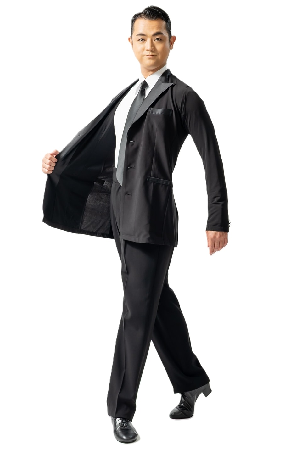 社交ダンス用ブラックダブルタキシード　パンツ　セットアップ　B7 社交ダンス用ブラックダブルタキシード パンツ セットアップ B7