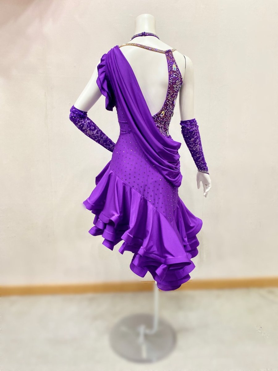 社交ダンス用ドレス【ラテンドレス】リースナブルライン GMCL 紫 Mサイズ