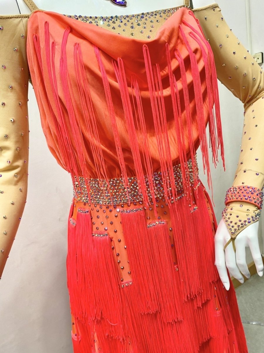 社交ダンス用ドレス【ラテンドレス】リースナブルライン GMCL オレンジ