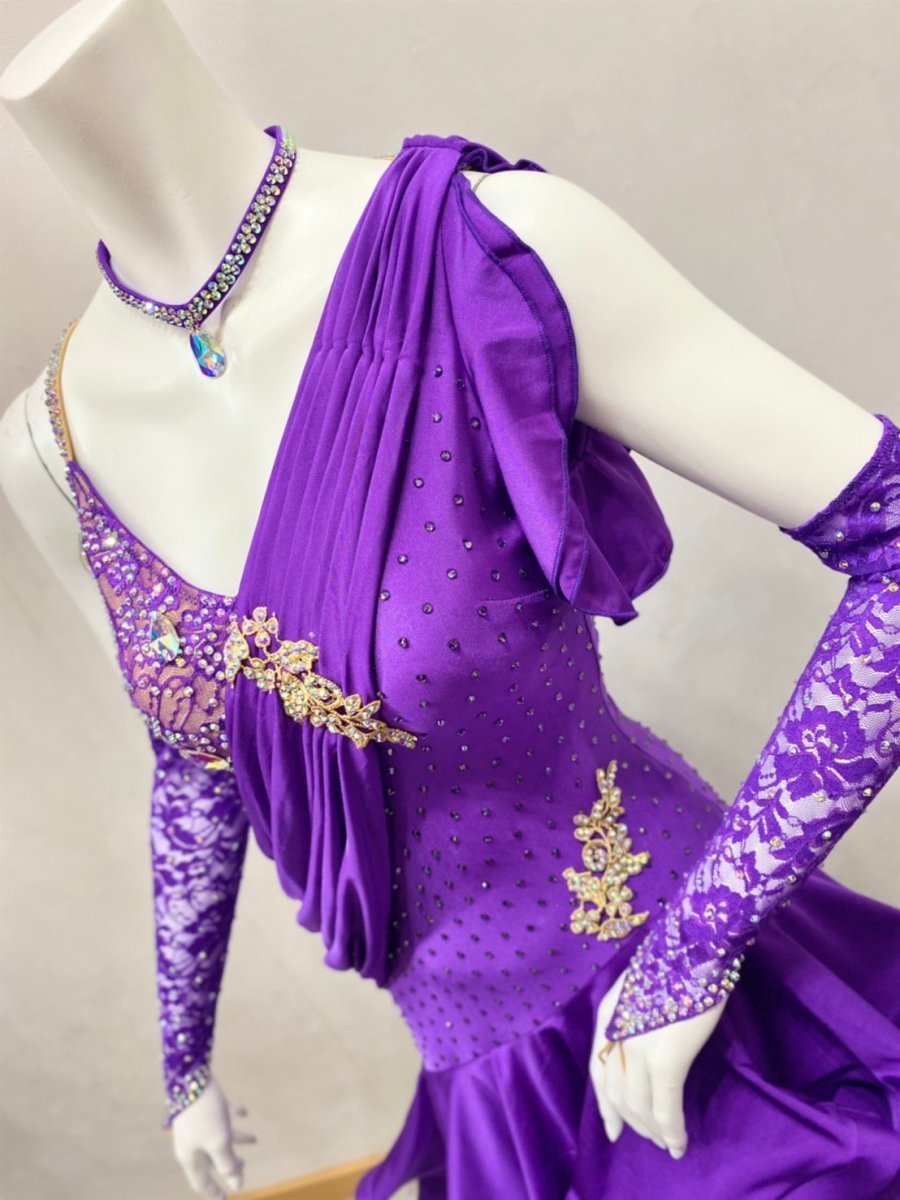 社交ダンス用ドレス【ラテンドレス】リースナブルライン GMCL 紫 M 
