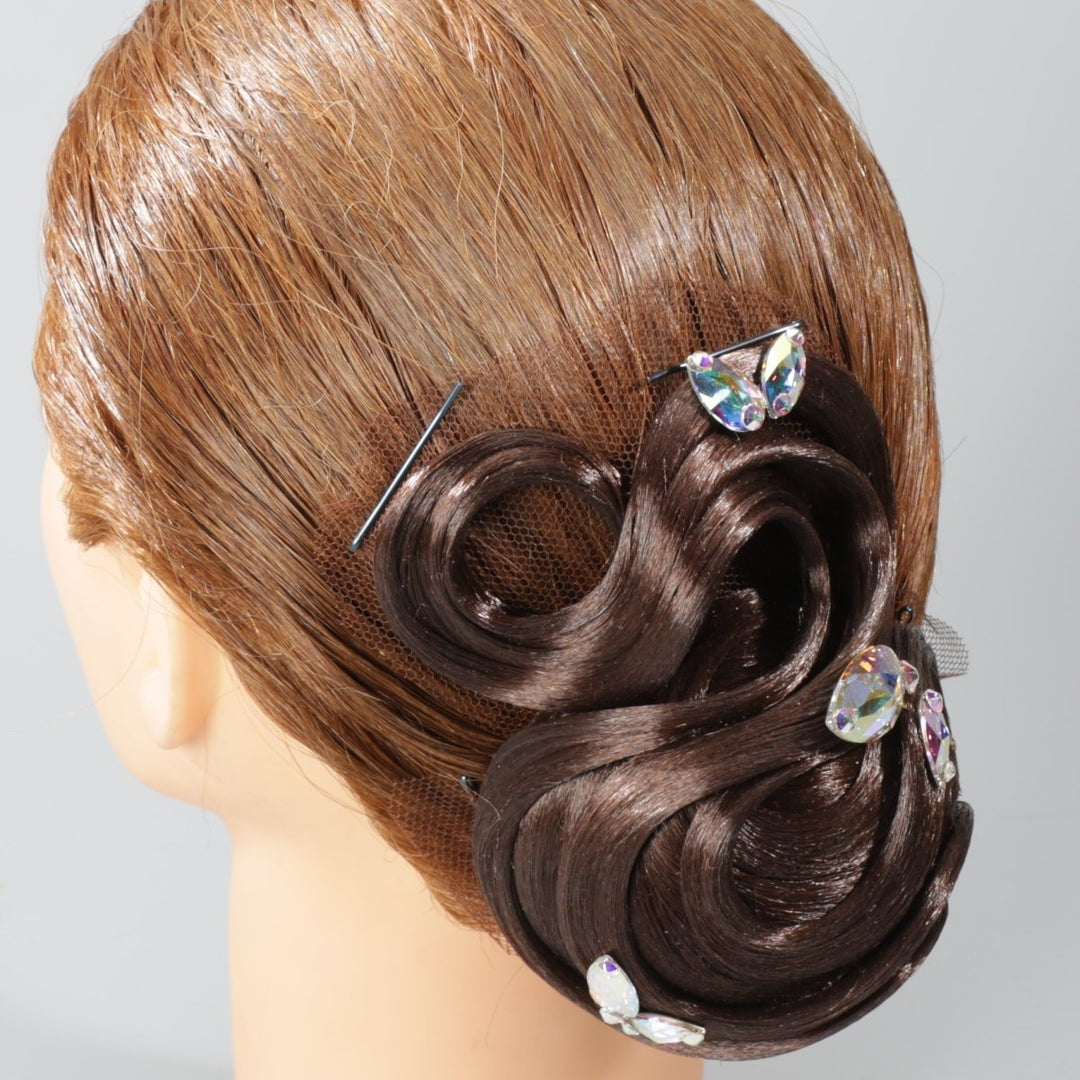 社交ダンスヘアシニヨンオーナメント髪飾り ショートヘアにも、シニヨンスタイルにも合わせられる